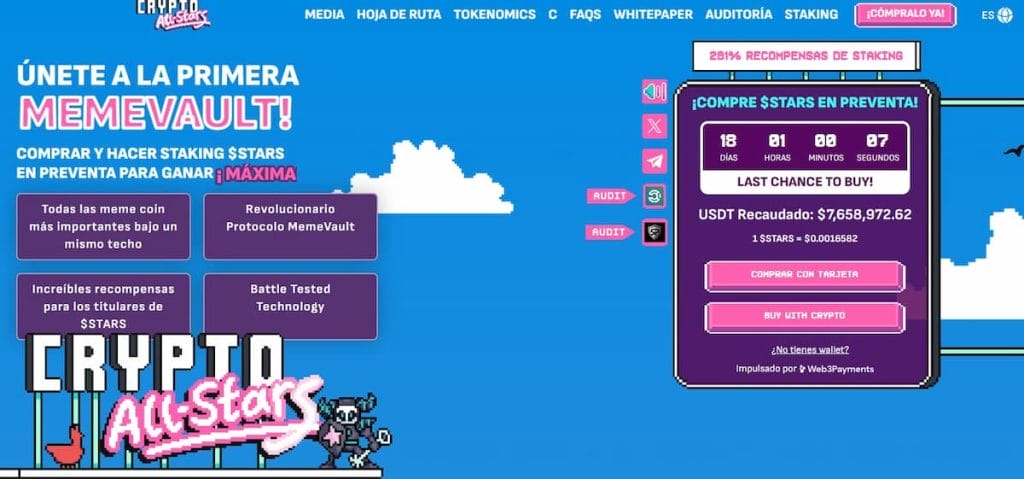 A tan solo 18 días de su finalización, la preventa del utility token STARS ya ha recaudado 7,6 millones de dólares