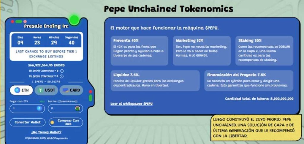 Tokenómica de Pepe Unchained