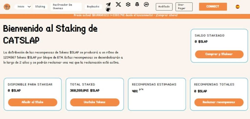 Staking de CatSlap con recompensas de 40%