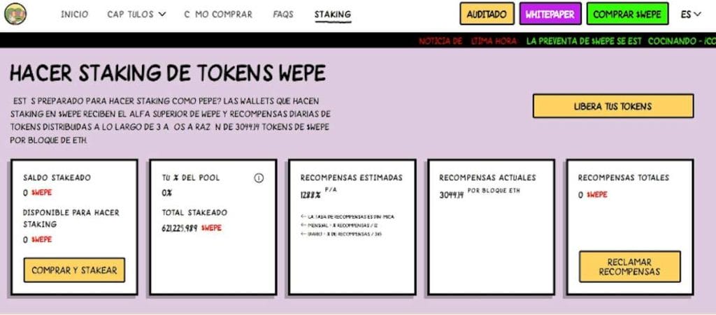 Staking de $WEPE con recompesas de hasta 1.288%