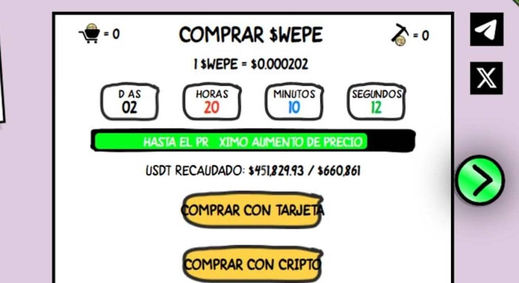 ICO de $WEPE a dos días de su próxima fase