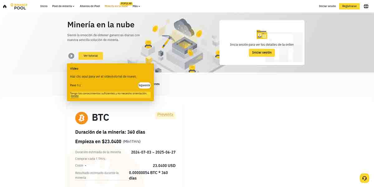 Minería en la nube en Binance