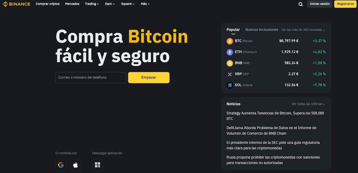 Binance es una de las mejores app de criptomonedas del mercado