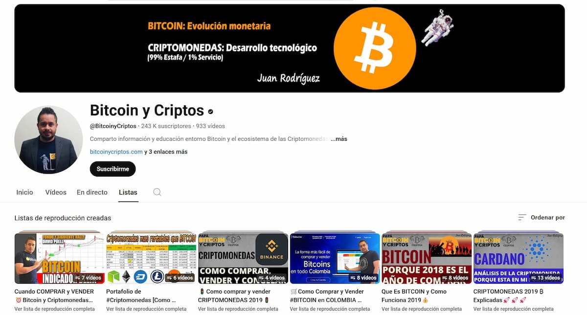 YouTube criptomonedas: educación dirigida enfocada en Bitcoin y el mercado crypto