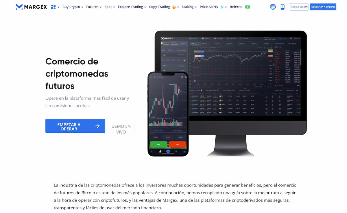 Tipos de criptomonedas: plataforma de intercambio Margex