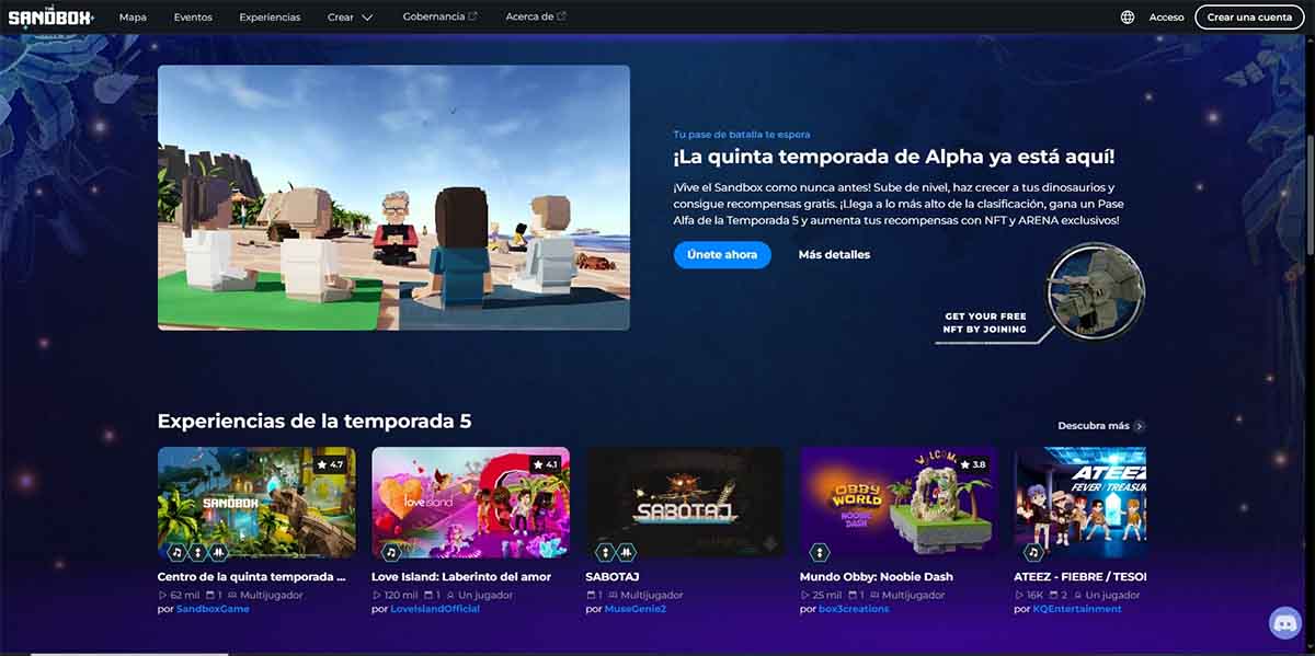 The Sandbox web oficial