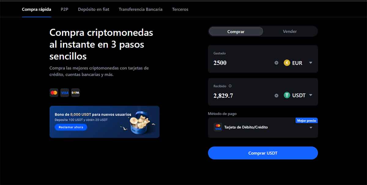 comprar usdt en MEXC