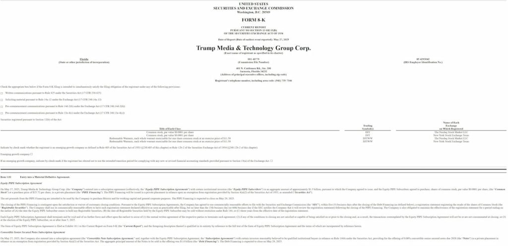 Trump ha comunicado sus intenciones a la SEC para recaudar 3.000 millones de dólares