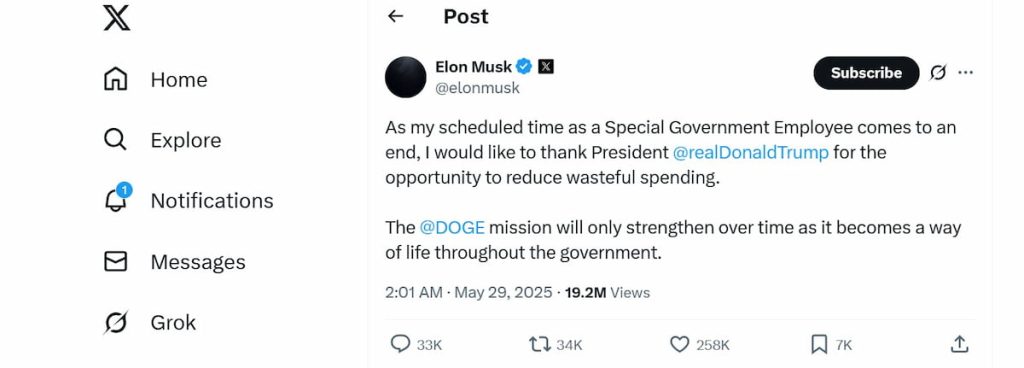 El anuncio de Musk afectó temporalmente al precio de DOGE