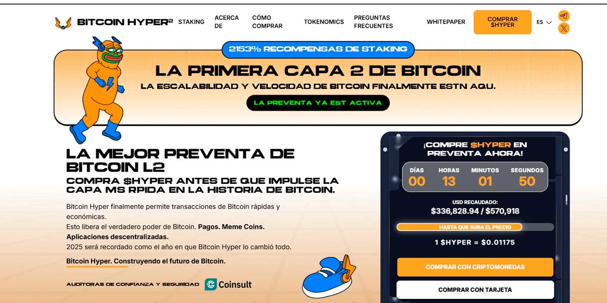Página oficial de HYPER - Paso 2 de cómo comprar Bitcoin Hyper