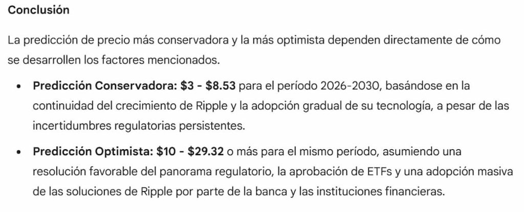 Gemini es mucho más optimista que ChatGPT en cuanto al precio de XRP