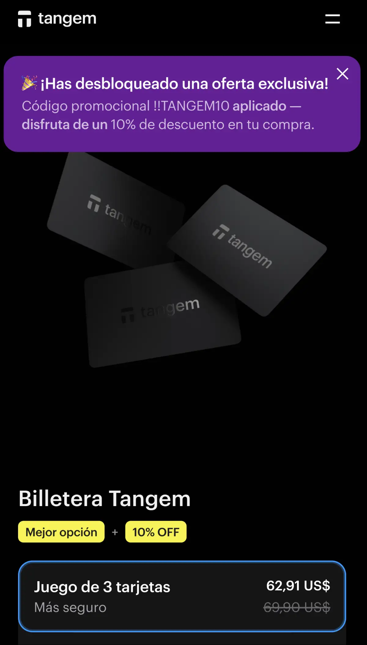 Tangem - La mejor wallet anónima de criptomonedas para principiantes