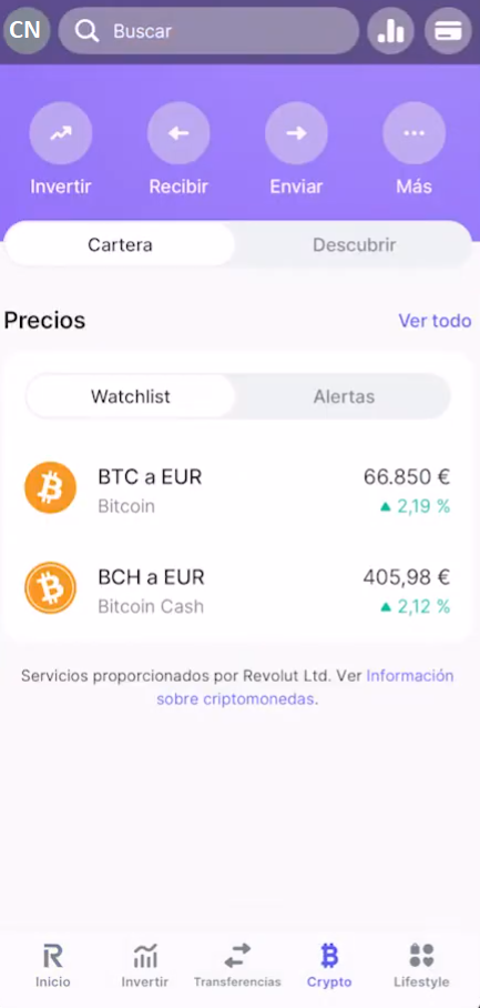 Hacer la compra de BTC en la app de Revolut