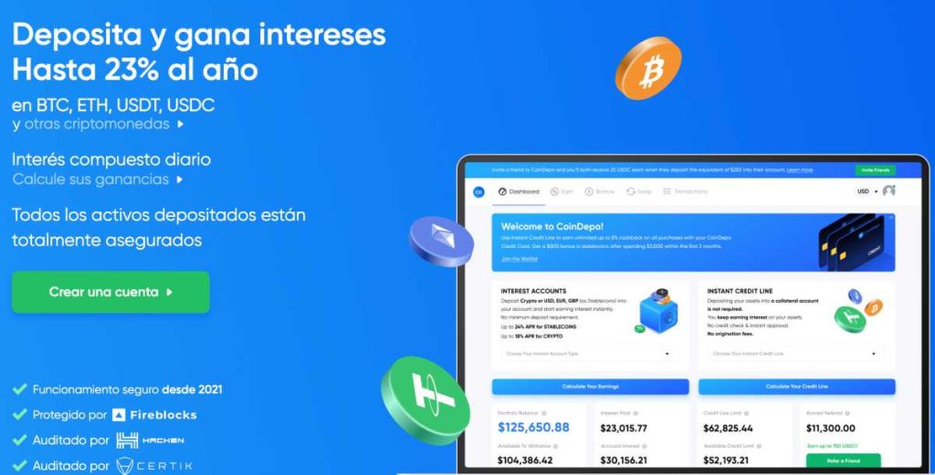 Coindepo permite almacenar criptomonedas y generar intereses