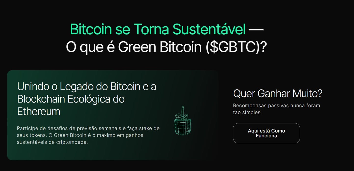 Green Bitcoin é uma criptomoeda sustentável - Comprar Green Bitcoin
