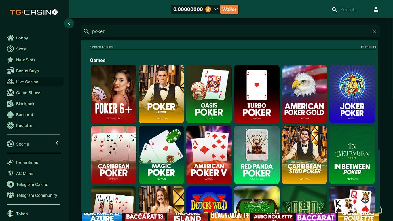 Salas de Poker Online no TG.Casino