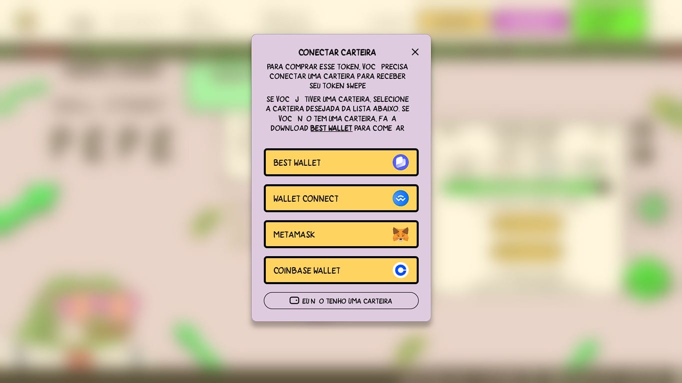 Conecte sua carteira na pré-venda de $WEPE