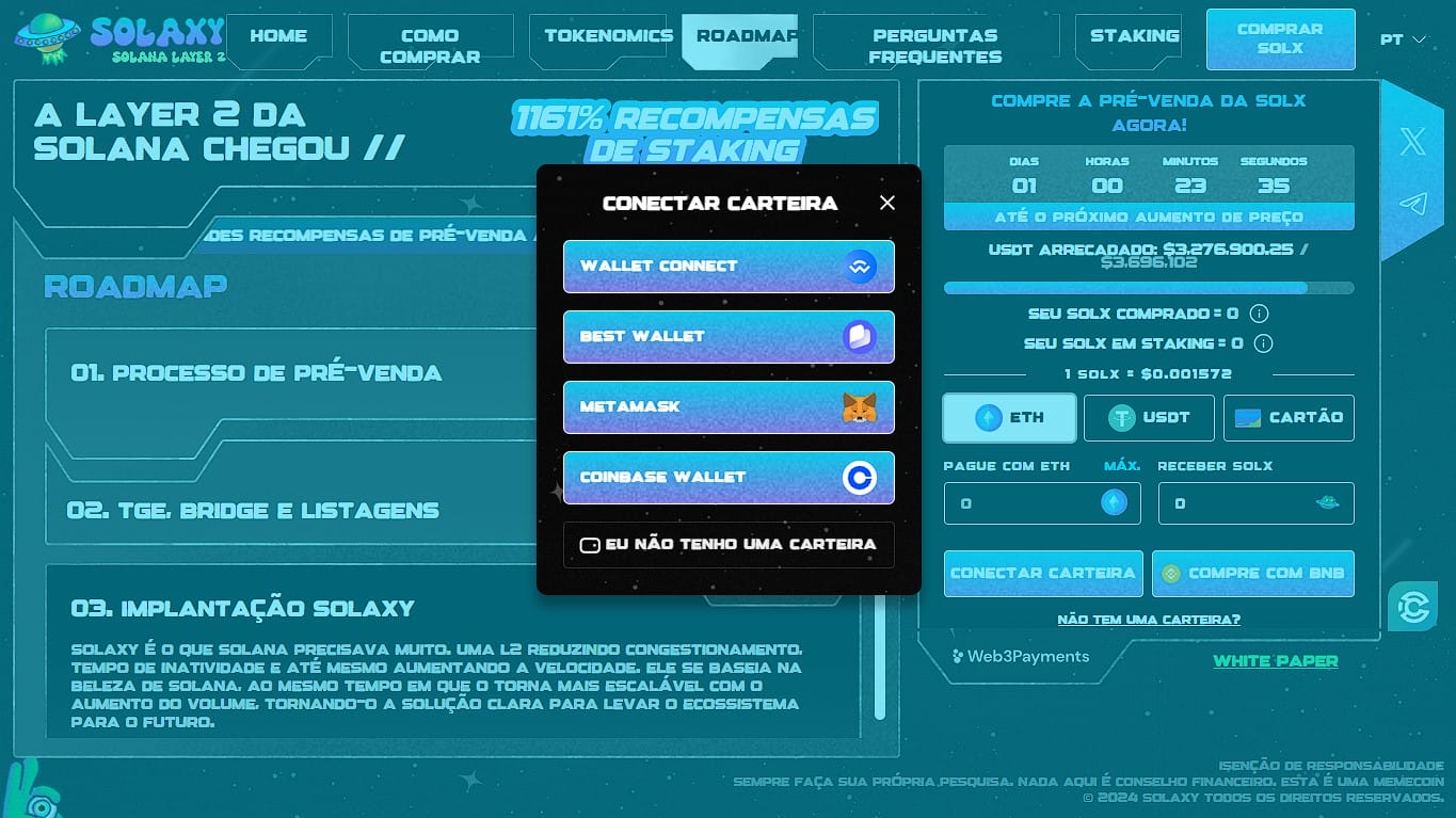Vincule sua carteira na pré-venda de $SOLX
