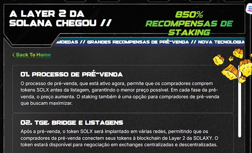 Lançamento do token $SOLX em exchanges descentralizadas