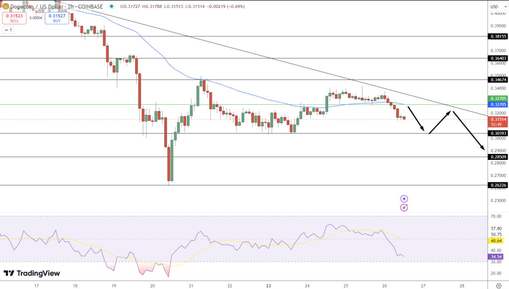 Gráfico do DOGE no TradingView