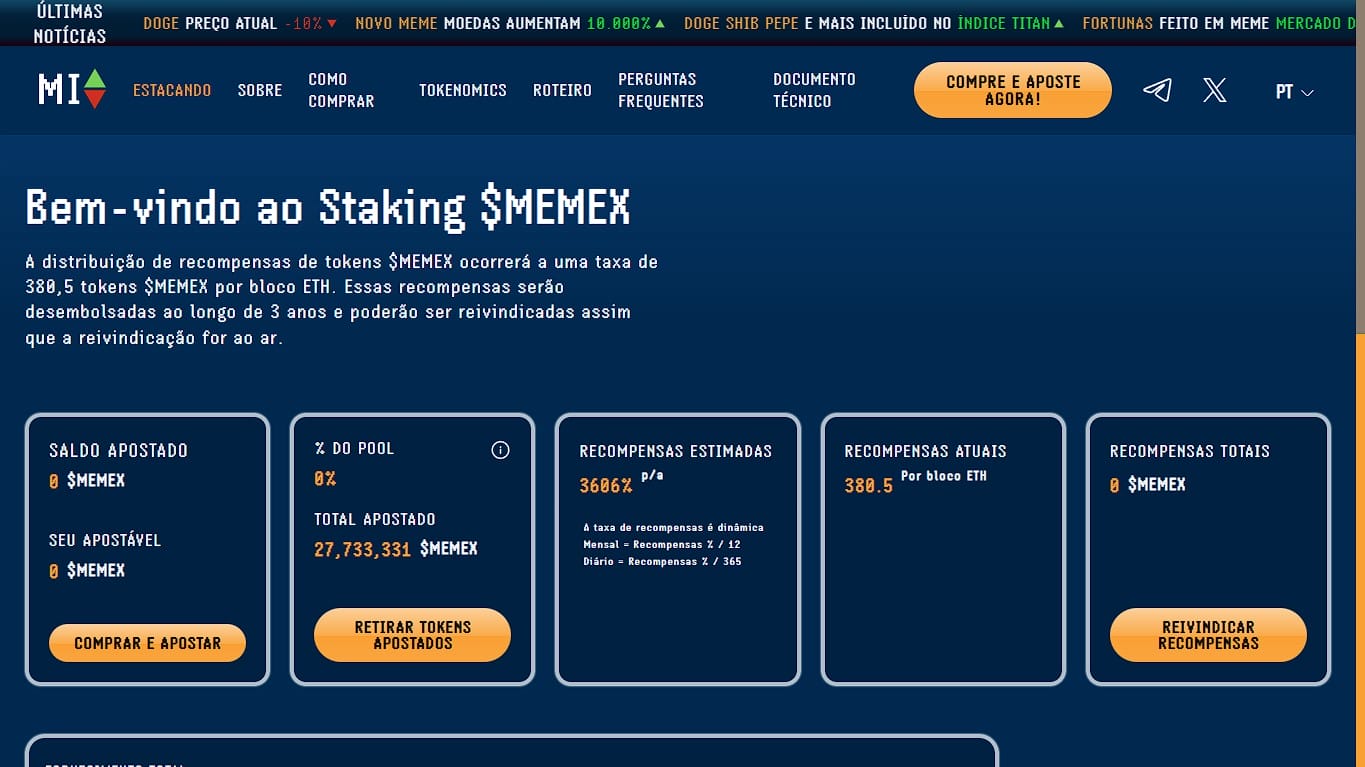Faça staking após comprar Meme Index