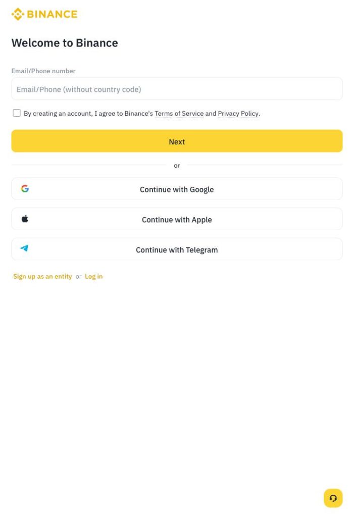 Home page Binance