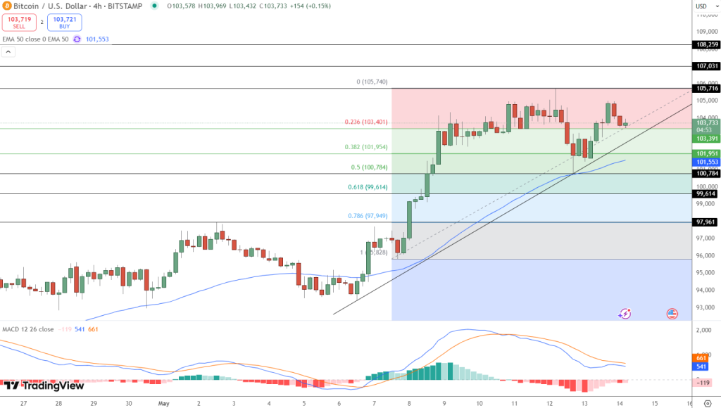 Gráfico do Bitcoin (BTC) no TradingView