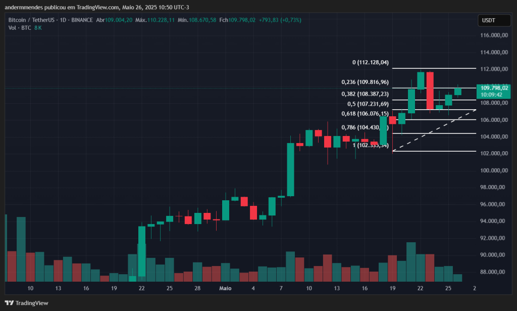 Gráfico do Bitcoin (BTC) no TradingView