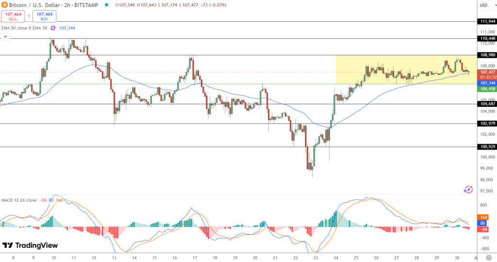 Gráfico do Bitcoin (BTC) no TradingView