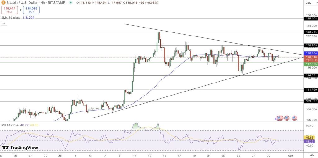 Gráfico do Bitcoin (BTC) no TradingView