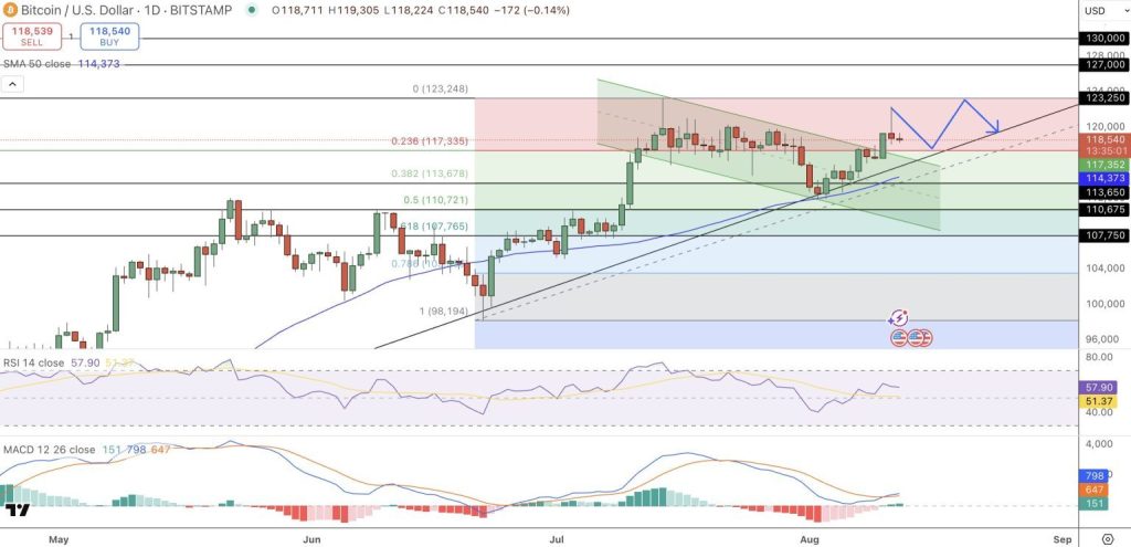 Gráfico do Bitcoin (BTC) no TradingView