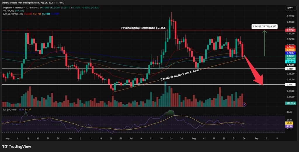 Gráfico do Dogecoin (DOGE) no TradingView