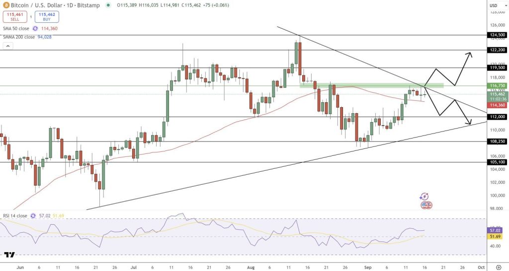 Gráfico do Bitcoin (BTC) no TradingView