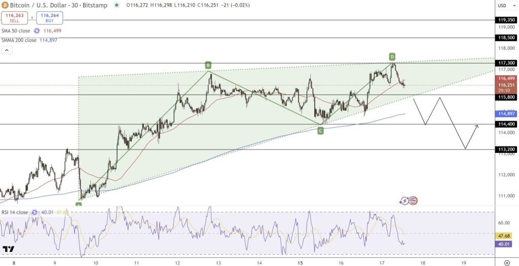Gráfico do Bitcoin (BTC) no TradingView