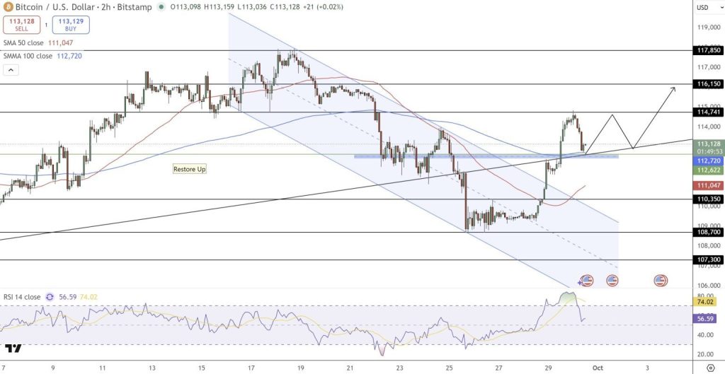 Gráfico do Bitcoin (BTC) no TradingView