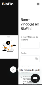 Captura de tela da Blofin em português para comprar criptomedas com cartão de crédito