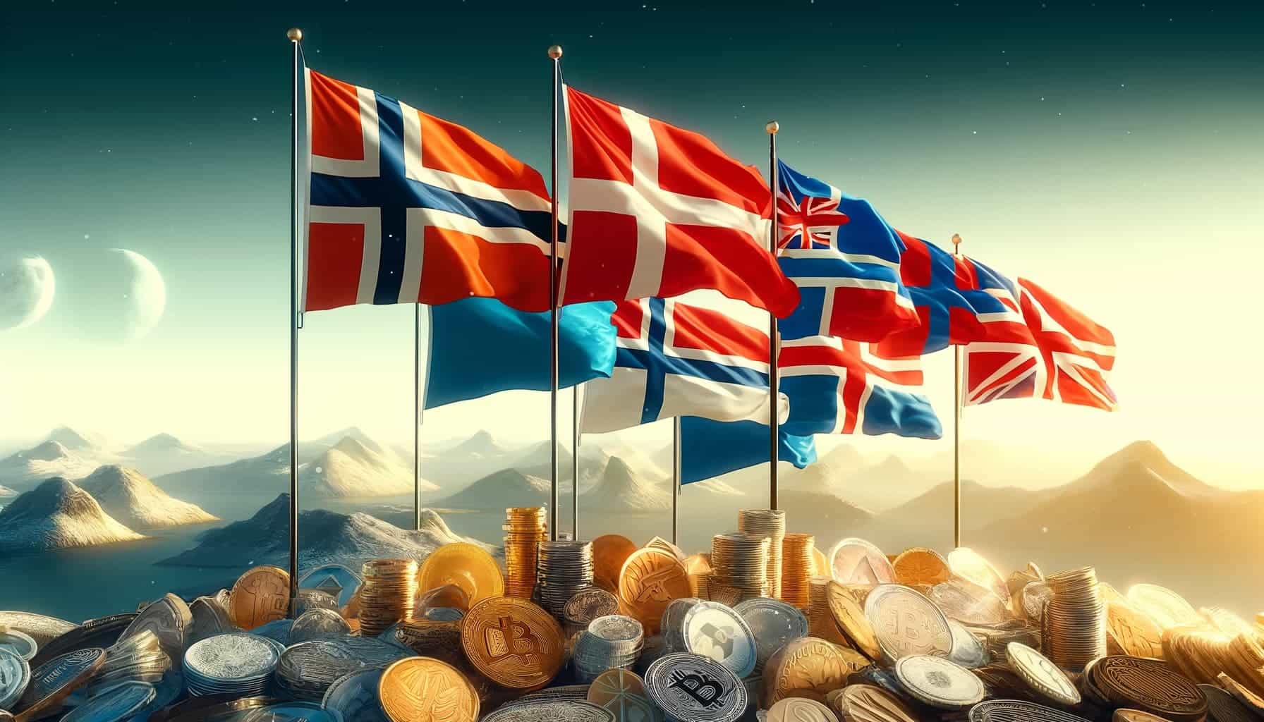 nordic flags in front of BTC
