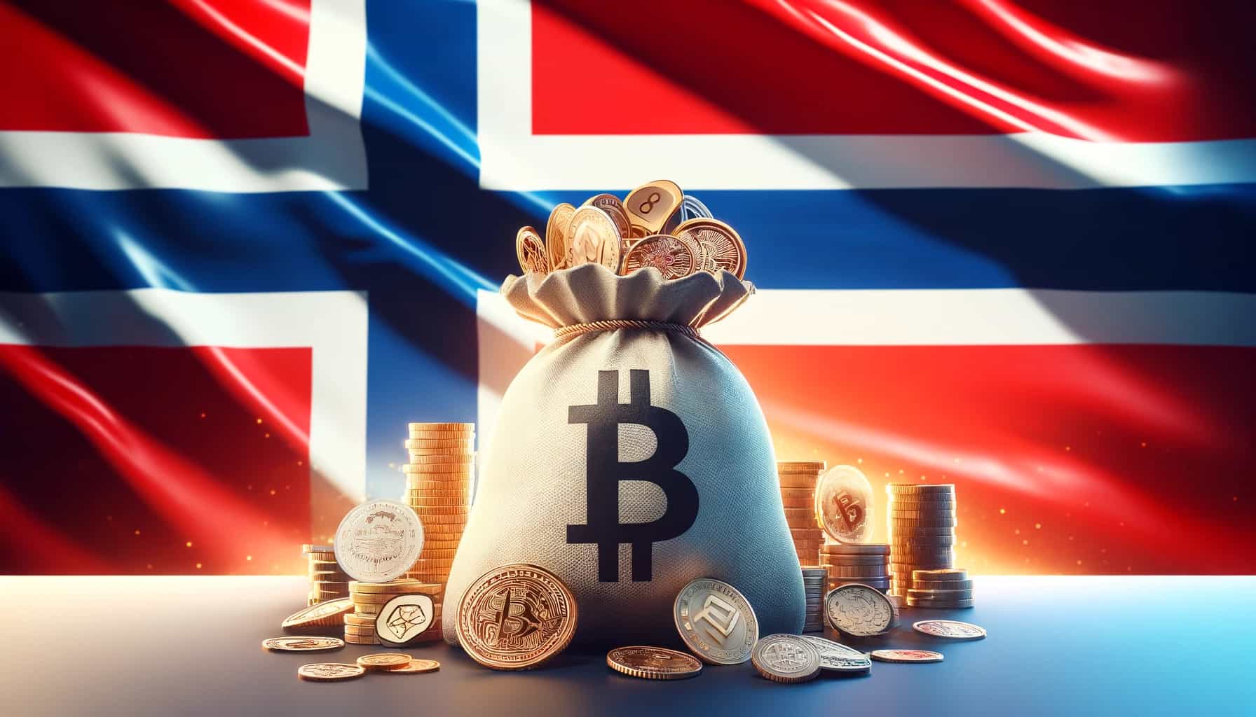 bitcoin in front of norwegian flag