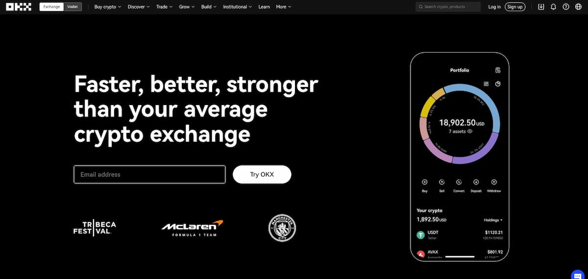 OKX nettside for kjøp av digitale mynter