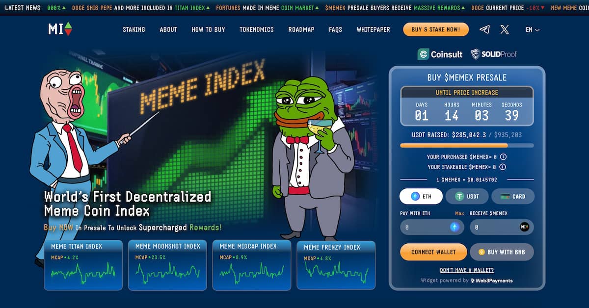 meme index krypto på forhåndssalg