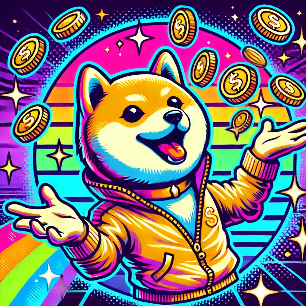 Illustrasjon av den kjente meme coin-hunden 