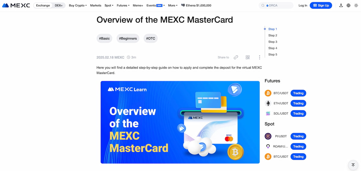 oversikt over mexc mastercard