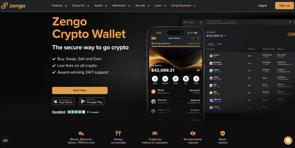 zengo wallet nettside for registrering