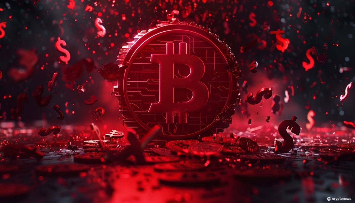 Bitcoin kolikko punaisena