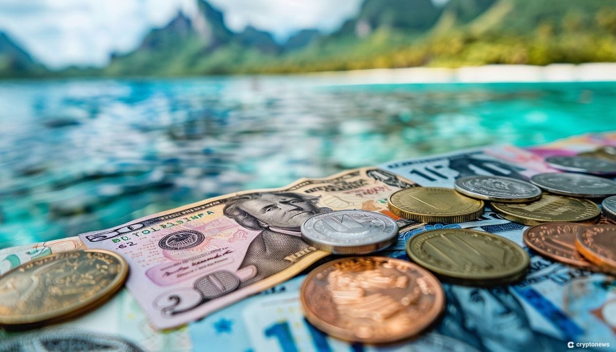 CBDC auttaisi Tyynenmeren saarivaltioita, sanoo IMF. Kuvituskuvassa paratiisisaari ja käteistä rahaa.