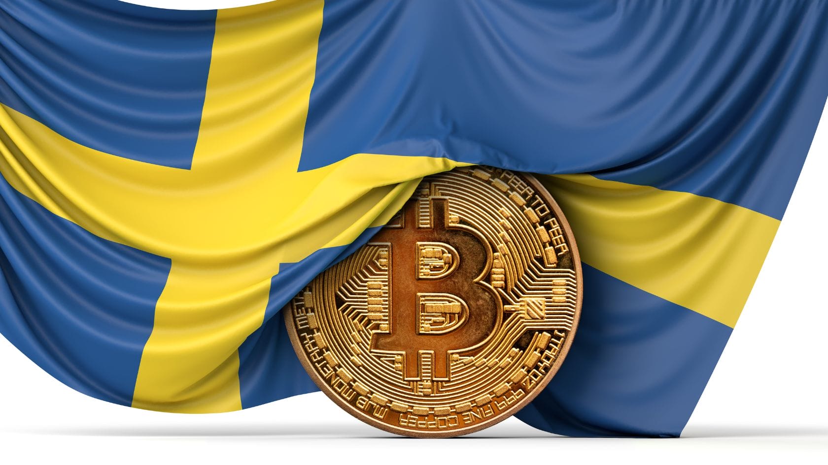 Ruotsi lippu ja bitcoin kolikko