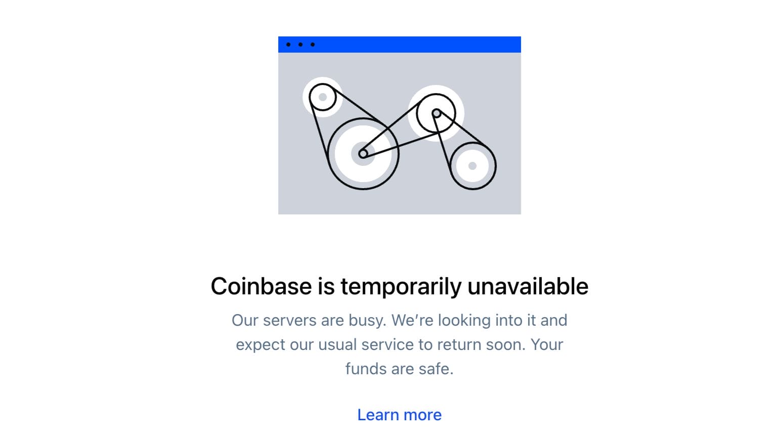 Coinbase kertoo verkkosivuillaan, että ne eivät toimi.