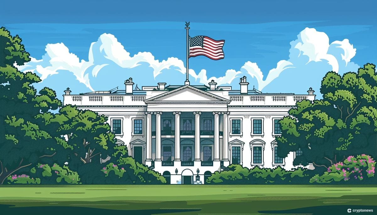 Yhdysvaltain presidentinvaalit -kuvituskuvassa Valkoinen talo piirrettynä.
