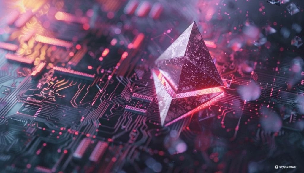 Ethereum logo piirilevyn päällä