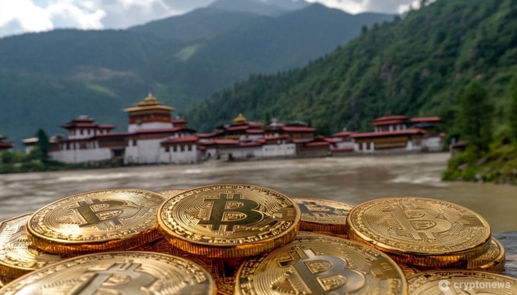 Bhutan ja bitcoin-kolikot.